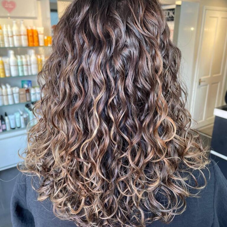 long curly brunette hair